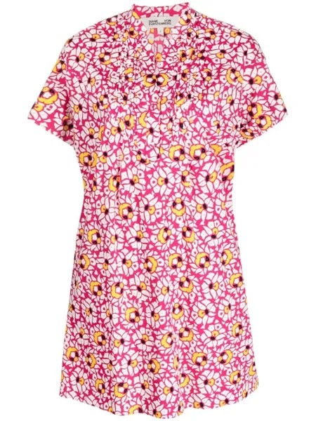 Diane Von Furstenberg платье мини Fiona с цветочным принтом, розовый