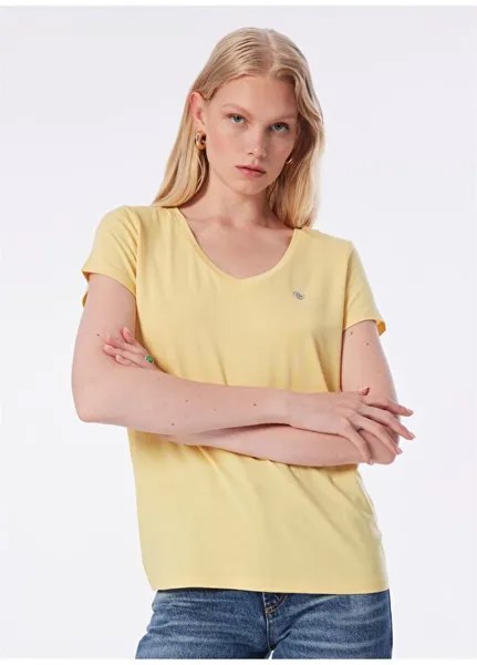 Желтая женская футболка с V-образным вырезом RIEN-VT Pierre Cardin, желтый