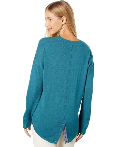 Свитер Lilla P Snap Back Crew Neck Sweater, цвет Baltic