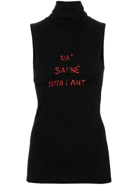 MM6 Maison Margiela топ с высоким воротником и сборками, черный