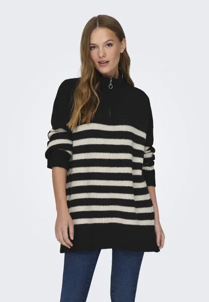 Свитшот ONLY ALFRIDA LS ZIP HIGHNECK CC, черный/лунный луч