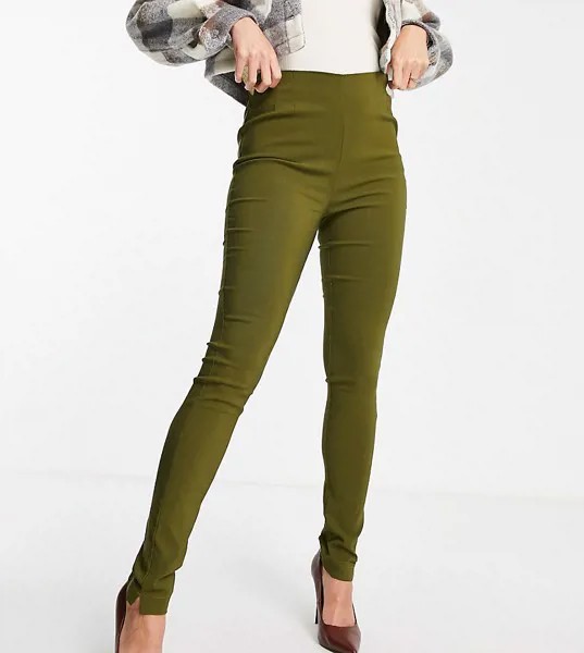 Узкие брюки с завышенной талией цвета хаки Vero Moda Tall-Зеленый цвет