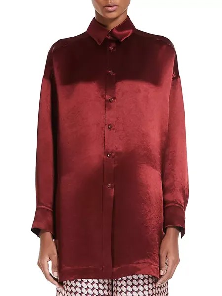 Атласная удлиненная рубашка Max Mara Leisure, красный