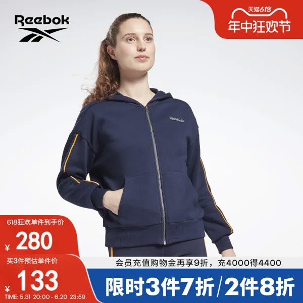 Куртка женская Reebok на молнии, темно-синий