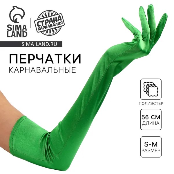 Перчатки женские, цвет зеленый, длинные