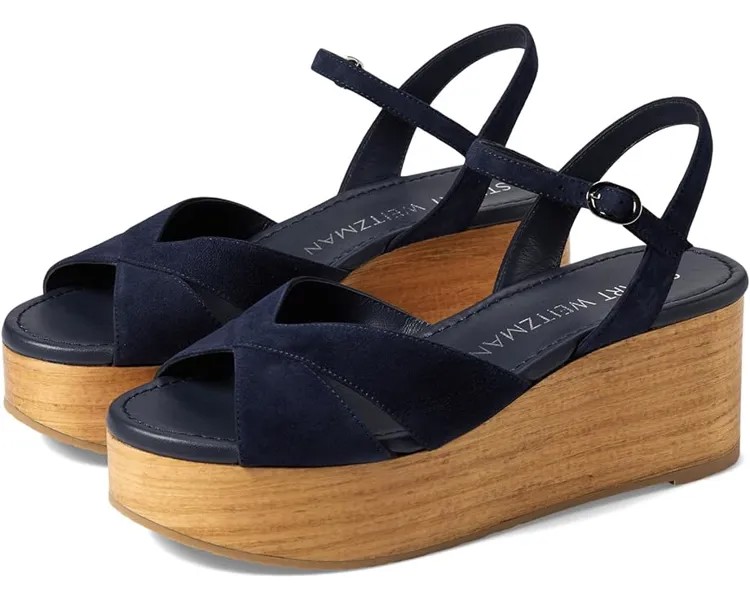 Туфли Stuart Weitzman Carmen Midi Wedge, цвет Nice Blue/Sand