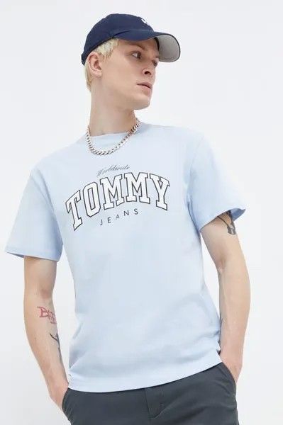 Хлопковая футболка Tommy Jeans, синий