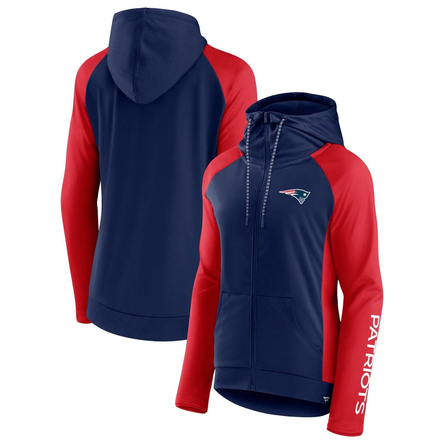 Женская худи с молнией во всю длину и темно-синим/красным логотипом Fanatics New England Patriots Endaround реглан Fanatics