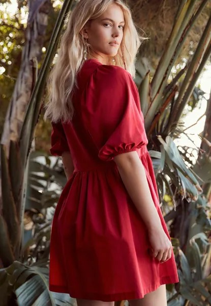 REGULAR FIT Puff Sleeve Next, Платье из джерси красное