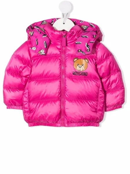 Moschino Kids пуховик с капюшоном и принтом Teddy Bear