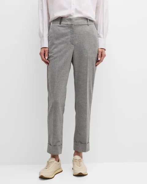 Укороченные прямые брюки с вышивкой бисером Peserico