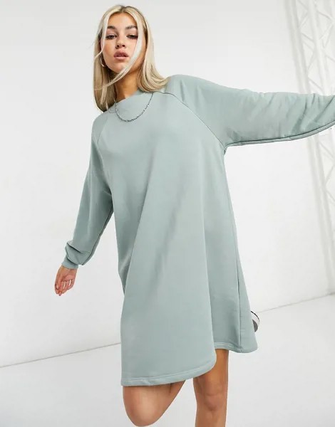 Платье-свитшот мини выбеленного зеленого цвета Noisy May-Серый