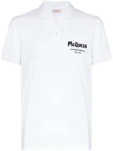 Alexander McQueen рубашка поло с логотипом, белый