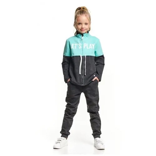 Комплект одежды Mini Maxi, толстовка и брюки, размер 146, бирюзовый, черный