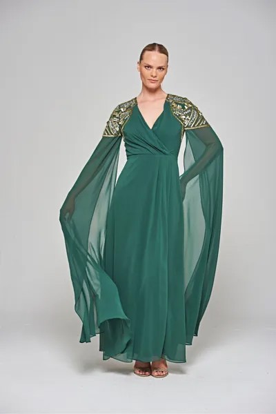 Зеленое платье макси с декором Amelia Rose, зеленый