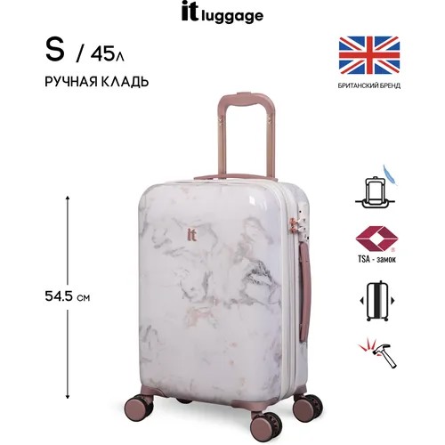 Чемодан на колесах it luggage/размер S- ручная кладь/45л/увеличение объема/модель Marmo Rose