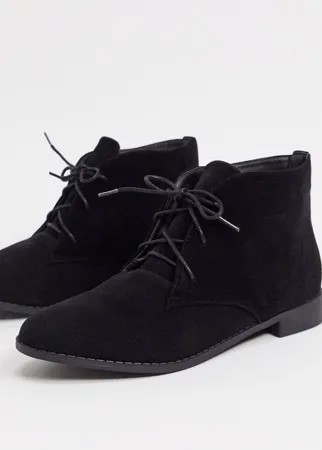 Черные ботинки чукка с шнуровкой из искусственной замши Brave Soul-Черный