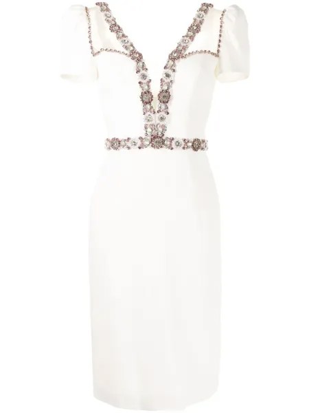 Платье-футляр Panache длины миди Jenny Packham, белый