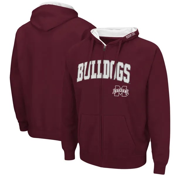 Мужской темно-бордовый пуловер с капюшоном Mississippi State Bulldogs Arch & Logo 3.0 Colosseum