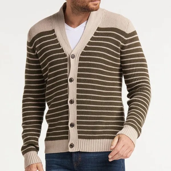 Осенне-зимний ретро жаккардовый свитер с V-образным вырезом мужской однобортный кардиган свитер куртка