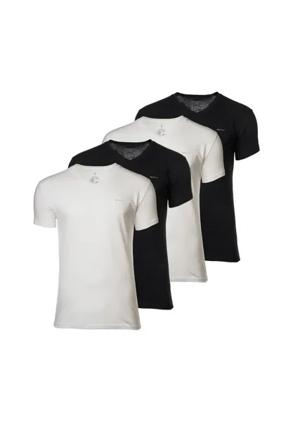 Мужская футболка, 4 шт. в упаковке - V-NECK T-SHIRT 4-PACK, V-образный вырез, короткий рукав, хлопок GANT, черный