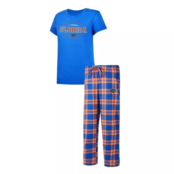 Женский комплект для сна: футболка Concepts Sport Royal/оранжевого цвета со значком Florida Gators и фланелевые брюки
