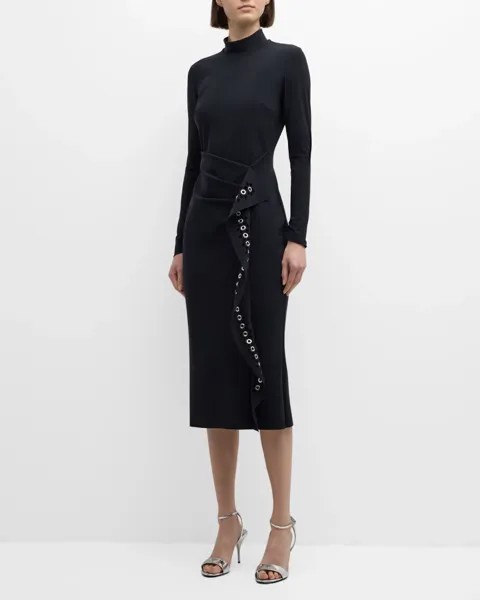 Платье миди с вырезом и оборками Chiara Boni La Petite Robe, цвет Black