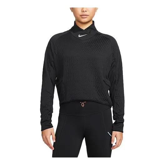 Футболка terma fit run division однотонные беговые повседневные спортивные длинные рукава Nike, черный