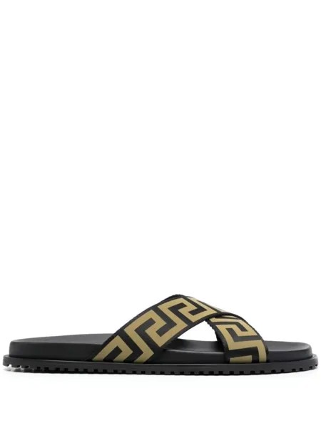 Versace шлепанцы с логотипом, черный
