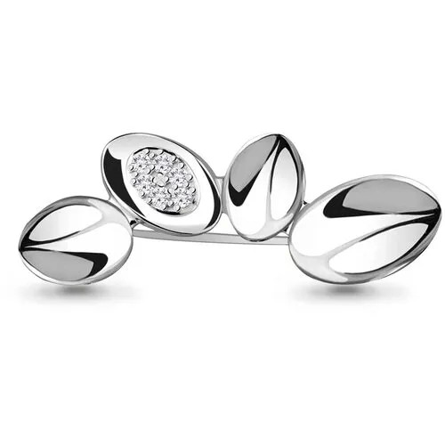 Серебряная брошь Aquamarine А77371А с фианитом