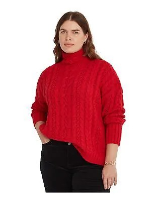 Женский красный свитер с воротником-стойкой RALPH LAUREN с длинным рукавом и воротником-стойкой для работы Plus 2X