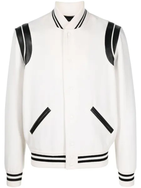 Saint Laurent бомбер Teddy на кнопках, белый