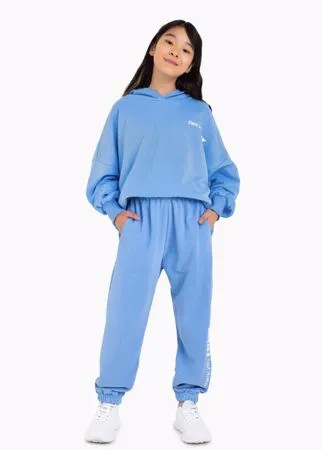 Голубые спортивные брюки Jogger с надписью для девочки Gloria Jeans