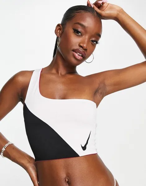 Черный и белый бикини-топ 3 в 1 с цветными блоками Nike Swim Icon Nike Swimming