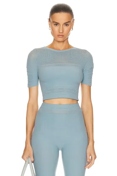 Топ Wolford Net Lines Short Sleeve, цвет Sky