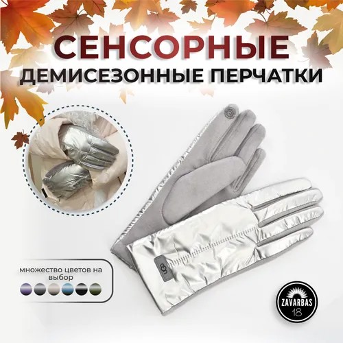 Перчатки , демисезон/зима, сенсорные, подкладка, утепленные, размер S-L, серебряный