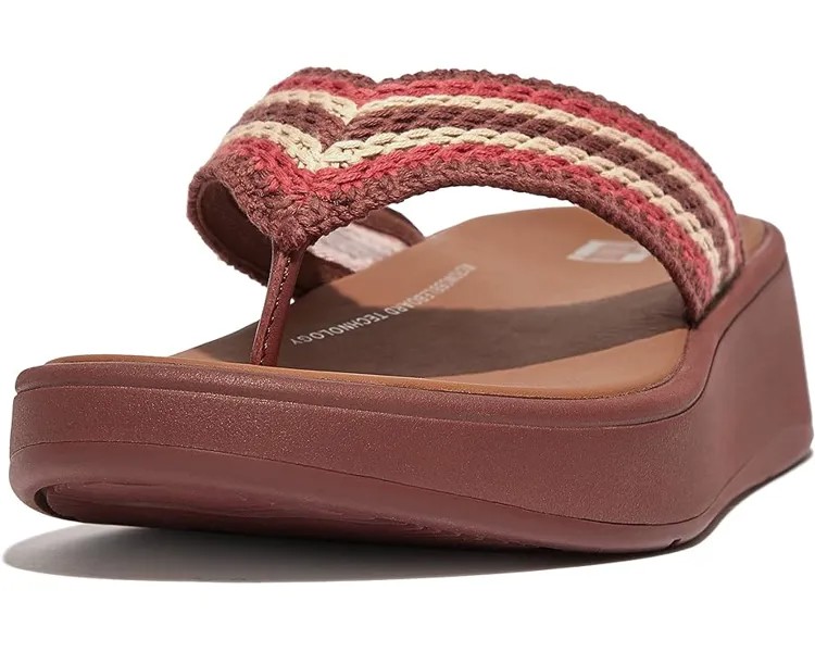 Сандалии FitFlop F-Mode Crochet Flatform Toe Post Sandals, цвет Clay Brown