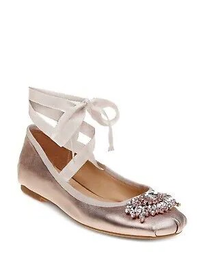 BADGLEY MISCHKA Женские Бежевые Кожаные Балетки Karter Toe Блочный Каблук 6,5 М