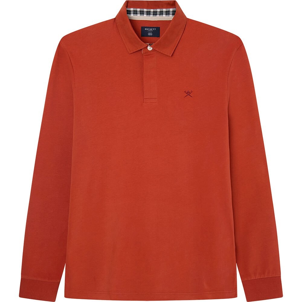 Поло с длинным рукавом Hackett Trim Rubgy, коричневый