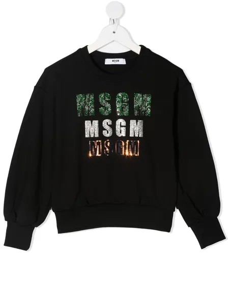 MSGM Kids толстовка с декорированным логотипом