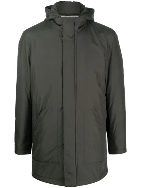 Corneliani пальто на молнии с капюшоном, зеленый