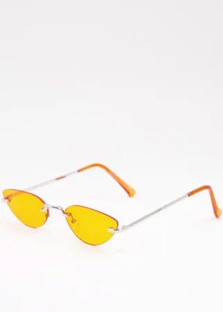 Солнцезащитные очки «кошачий глаз» без оправы с оранжевыми стеклами Bershka-Оранжевый цвет