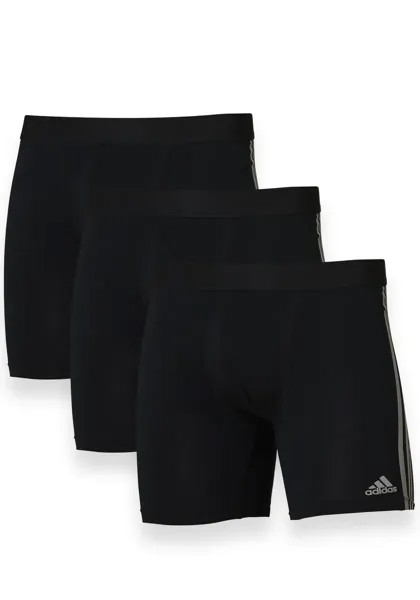 Длинные боксеры Adidas Sportswear Active Flex Cotton (3 шт. в упаковке) с типичным контрастным дизайном из трех полосок, черный