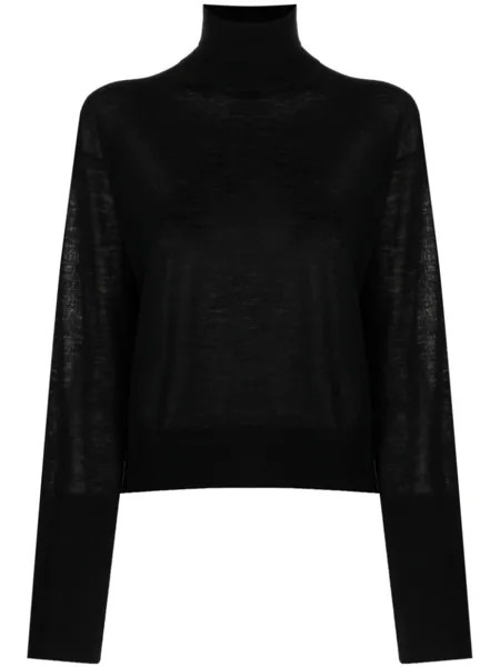 Helmut Lang кашемировый джемпер с высоким воротником, черный