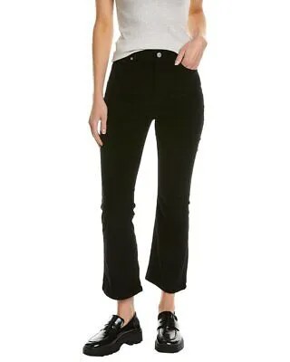 7 For All Mankind Вельветовые черные женские джинсы с ультравысокой посадкой и расклешенной юбкой