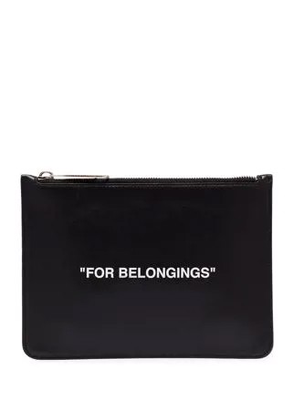 Off-White quote-print clutch bag