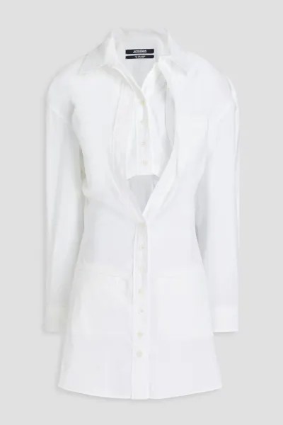 Платье-рубашка мини из хлопкового поплина Baunhilha с вырезами Jacquemus, белый