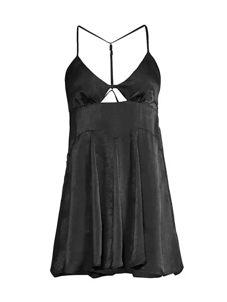 Атласное мини-платье без рукавов Good Catch Free People, черный