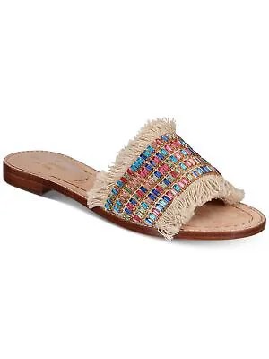 Женские бежевые шлепанцы KATE SPADE NEW YORK с бахромой Solaina Toe Slip On Slide 8 M