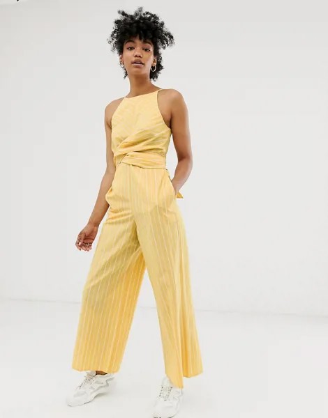 Льняной комбинезон в полоску ASOS DESIGN-Мульти